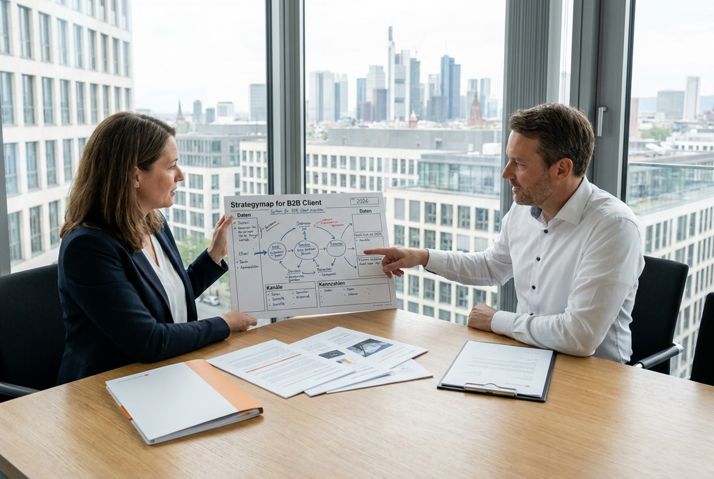 Kundenakquise-Strategie für B2B-Dienstleister 2026 – redaktionelles Titelbild