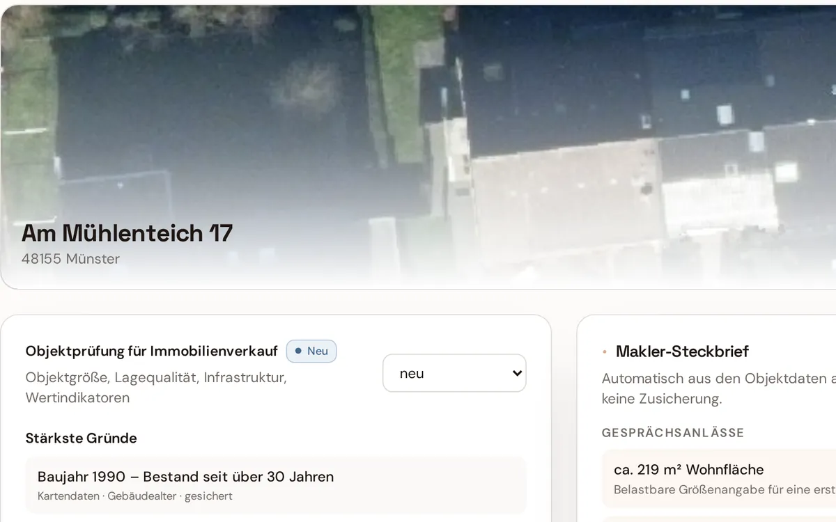 Immobilien: echte Ansicht aus dem Postry-System (Beispieldaten)